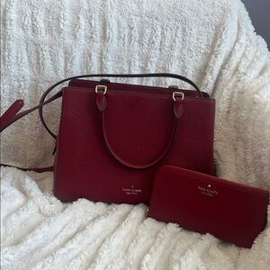 Kate Spade Burgundy Satchel and Wallet Set